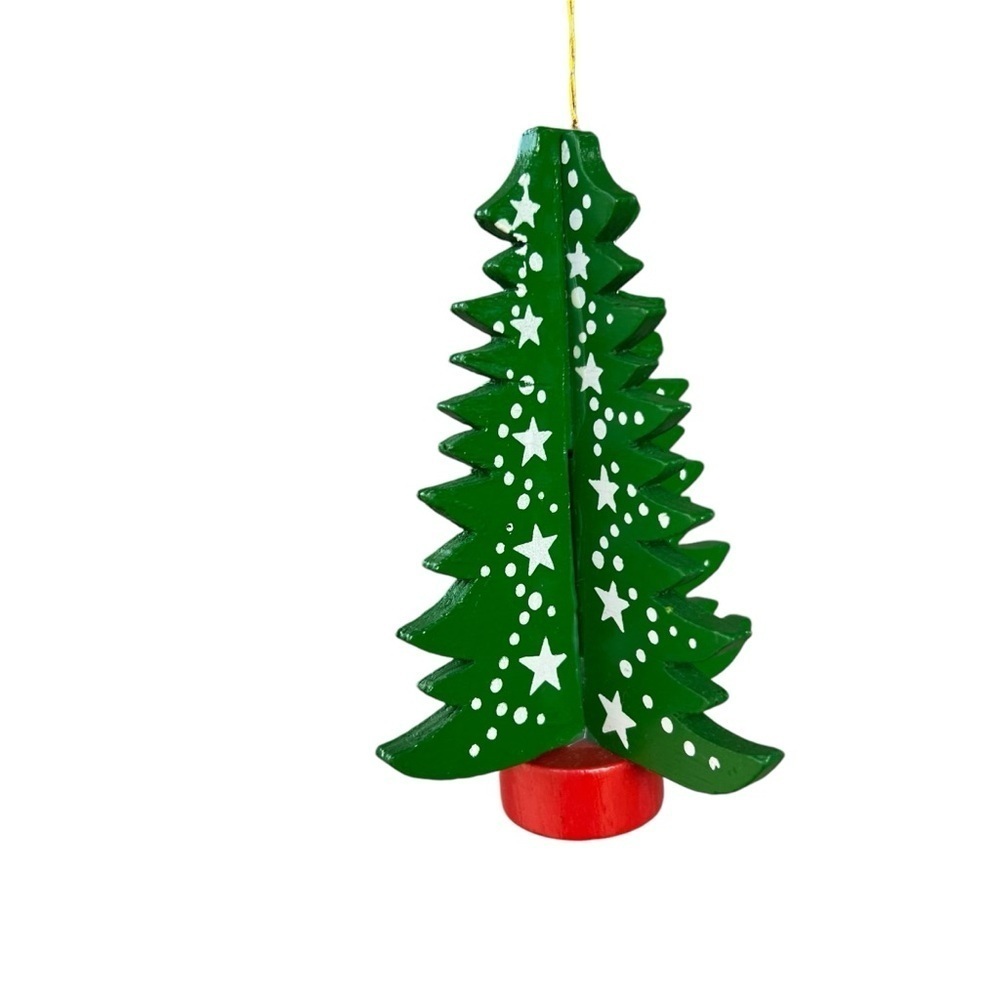 Vintage Midwest Imports Wooden Christmas Tree Ornament Stars Made in Taiwan 4.5”